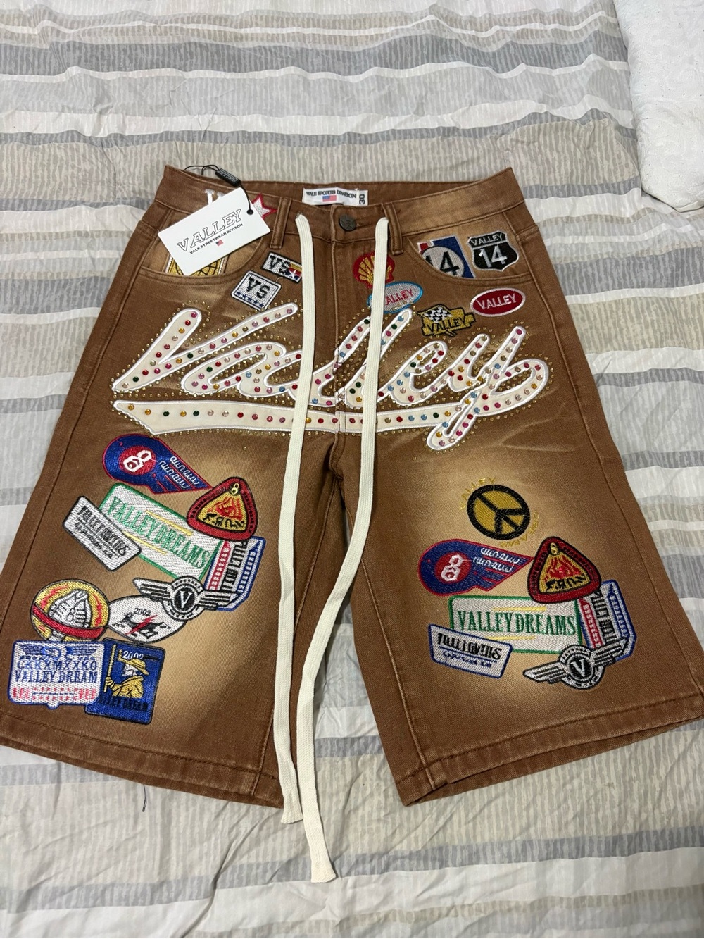 Embellished Brown Boys' Patchwork Shorts